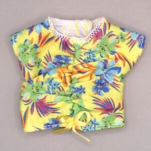 Barbie Doll Yellow Tropical Floral Top Shirt Tie Front Summer Clothes